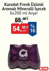 AVŞAR KARADUT FRENK ÜZÜMÜ AROMALI MİNERALLİ İÇECEK MADEN SUYU 6X200 ML fiyat ve kampanya bilgisi